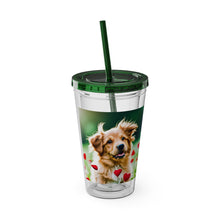 Load image into Gallery viewer, Sunsplash Tumbler with Straw, 16oz - Puppy Love
