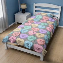 Load image into Gallery viewer, Blanket (Plush) - Valentine Charms - Grey Velveteen Plush