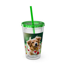 Load image into Gallery viewer, Sunsplash Tumbler with Straw, 16oz - Puppy Love
