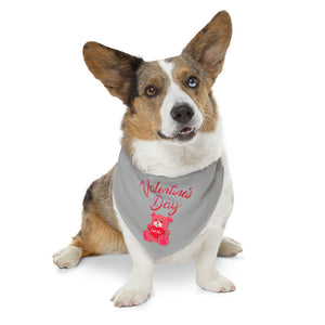 Pet Bandana Collar - Valentines Day - Grey