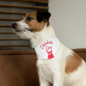 Pet Bandana Collar -  Valentines Day - White