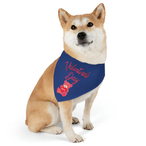 Pet Bandana Collar - Valentines Day - Dark Blue