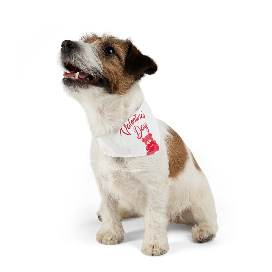 Pet Bandana Collar -  Valentines Day - White