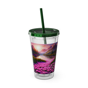 Sunsplash Tumbler with Straw, 16oz - Landscape